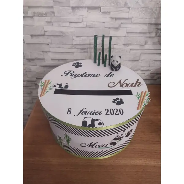Urne thème panda pour baptême ou anniversaire