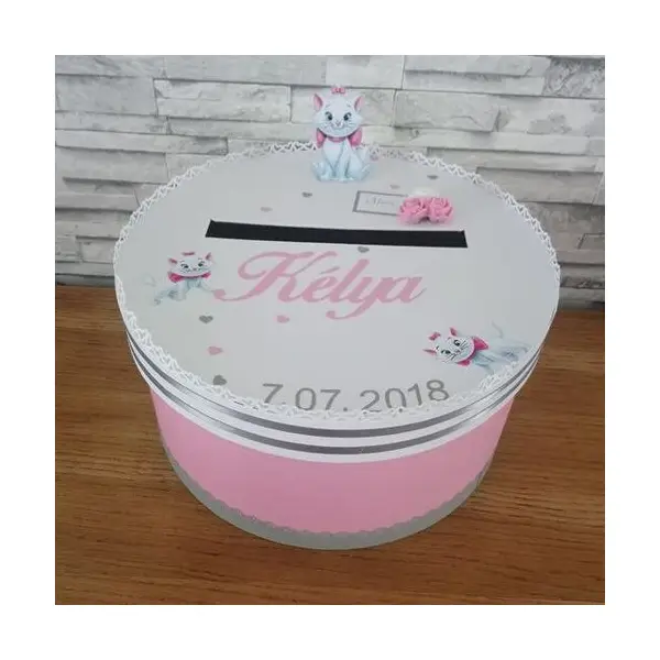 Urne thème marie des aristochats pour baptême ou anniversaire