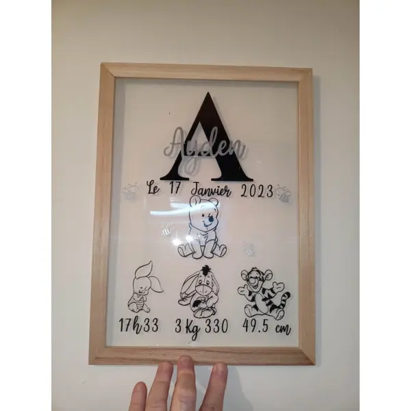 Cadre cadeau naissance , thème aux choix