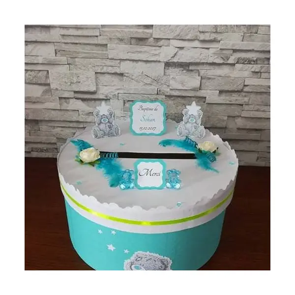 Urne thème nounours mee to you version garçon pour baptême ou anniversaire