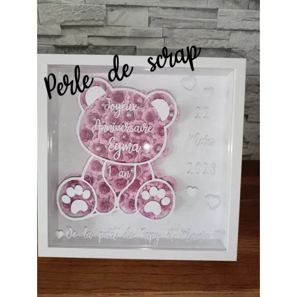 Cadre 3d floral , naissance , cadeau baptême