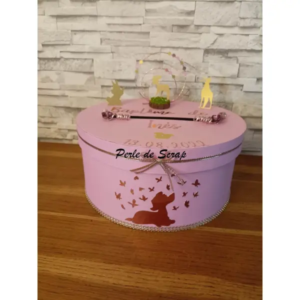 Urne thème bambi /panpan pour baptême ou anniversaire