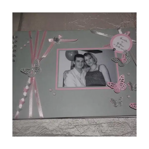 Livre d'or mariage thème papillon avec photo et personnalisation