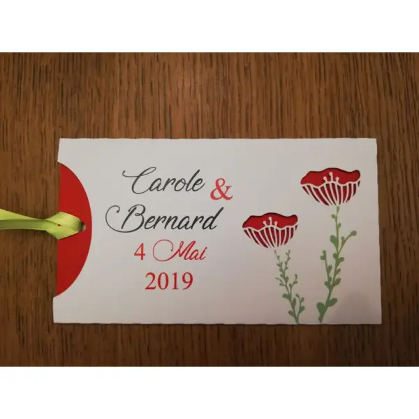 Faire part coquelicot idéal mariage , anniversaire