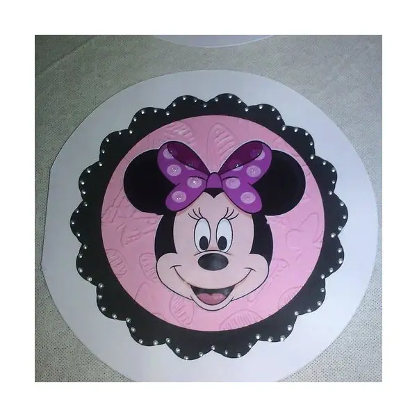 Faire part rond thème minnie pour baptême ou anniversaire