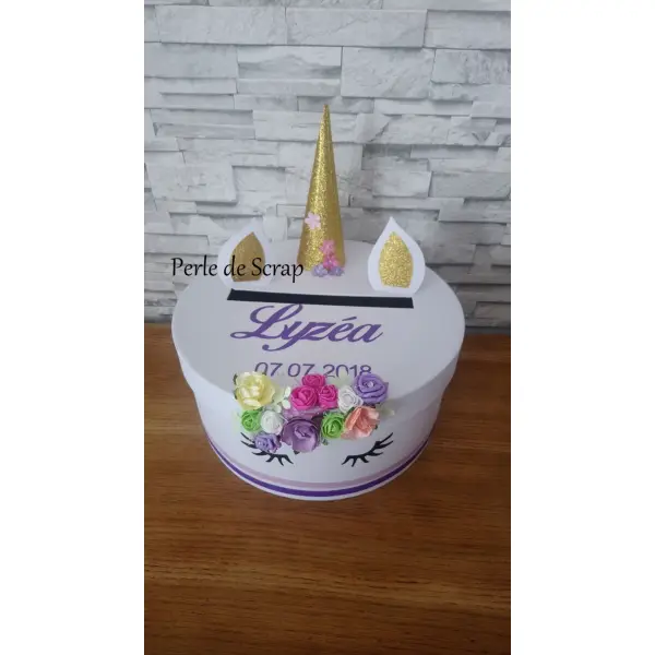 Urne thème licorne pour baptême ou anniversaire