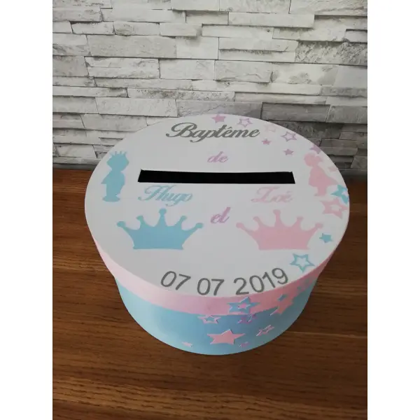 Urne thème prince /princesse pour baptême ou anniversaire