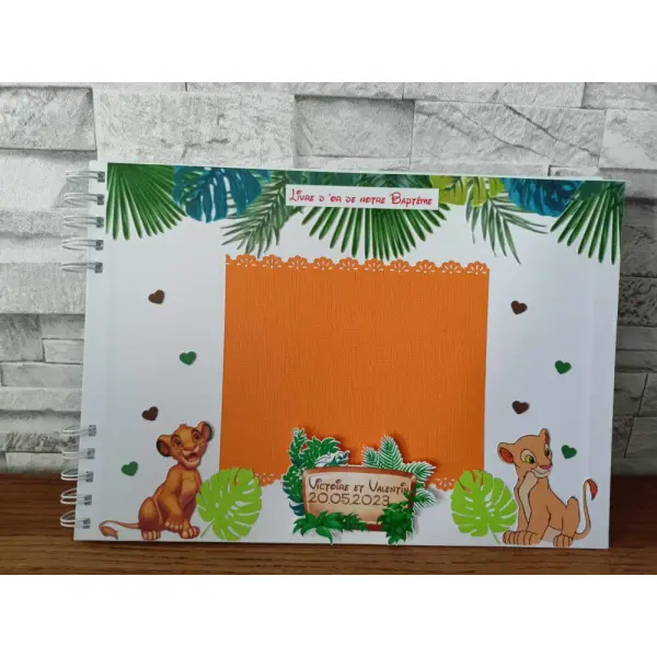 Nala / simba livre d 'or thème roi lion pour baptême ou anniversaire enfant