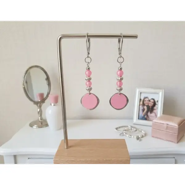 Boucles d'oreilles acier inoxydable et sequin fer