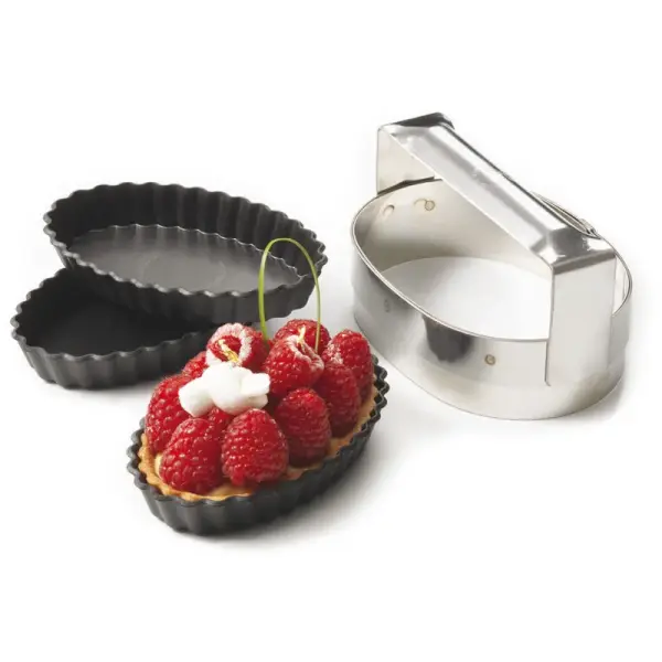 découpoir inox pour tartelettes cannelées oblongs 13x9 cm