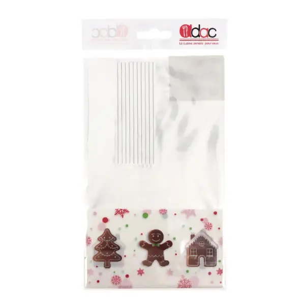 Sachets bonbons Pains d'épices + liens - 14 x 23 cm (x 10)