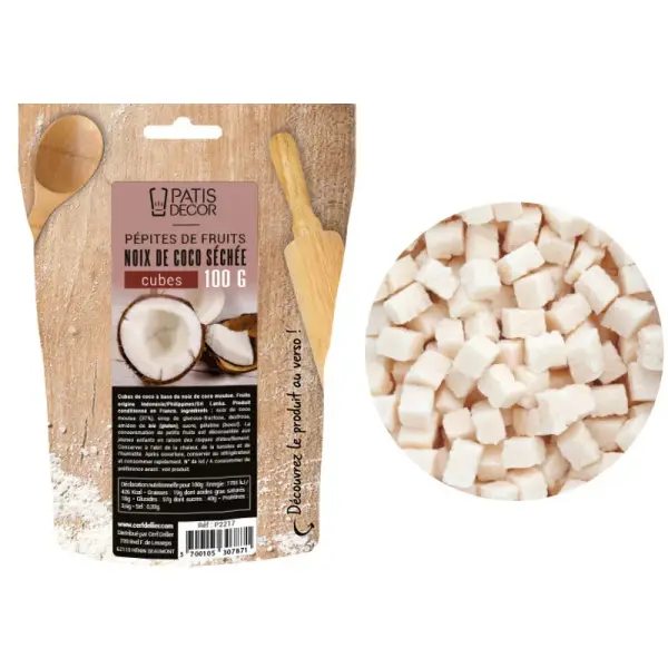 Pépites de fruits noix de coco séchée cubes 100 g