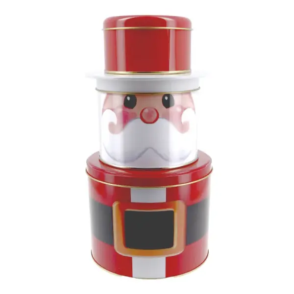 Boîtes à biscuits de Noël Set de 3 à empiler Père Noël