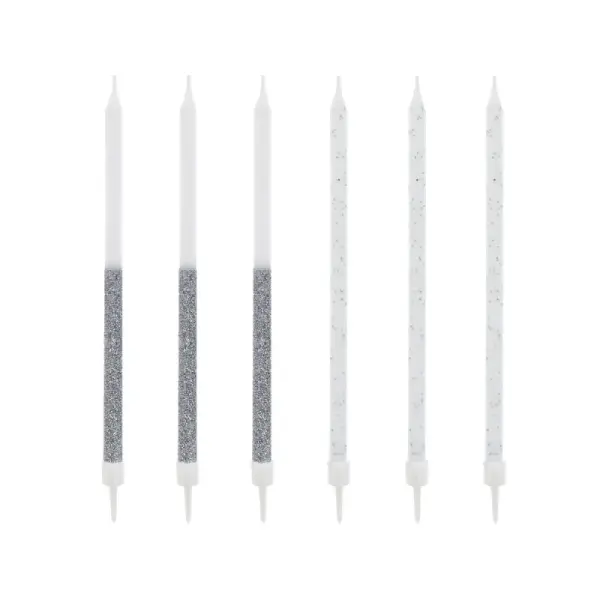 12 bougies bicolores argentées hautes 13 cm