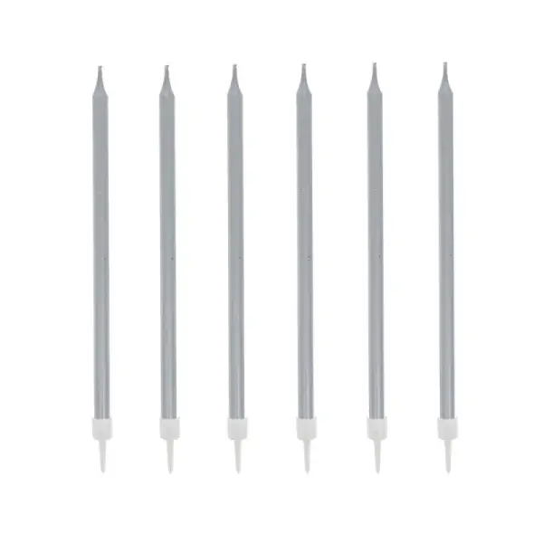 12 bougies argentées hautes 13 cm