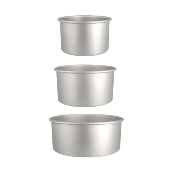3 moules à gâteaux ronds Hauteur 10 cm Ø 15 - 18 - 23 cm