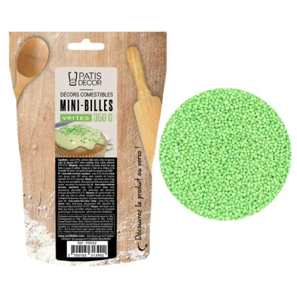 Décors comestibles mini-billes vertes 350g