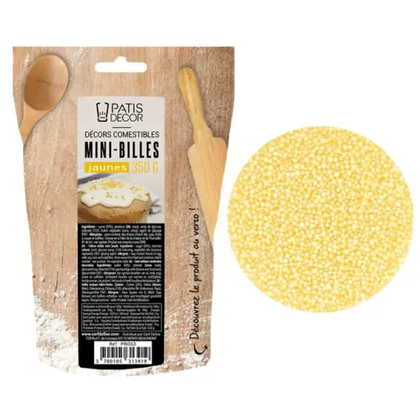 Décors comestibles mini-billes jaunes 350g
