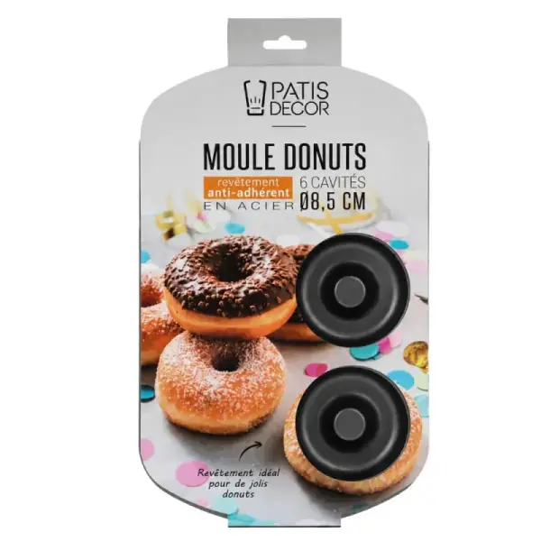 Moule 6 donuts au four en acier antiadhérent sans PFAS Ø8,5cm
