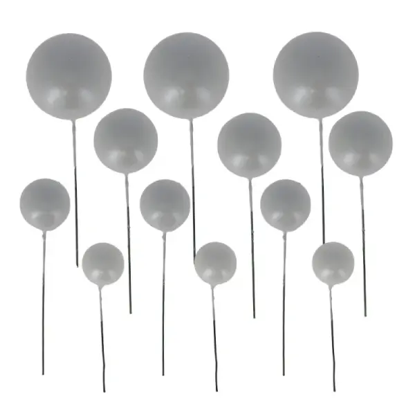 Décors à piquer de 12 boules argentées