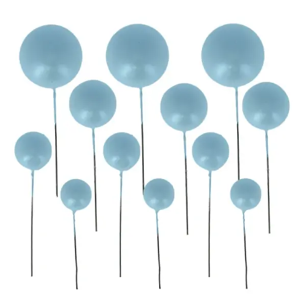 Décors à piquer de 12 boules bleues
