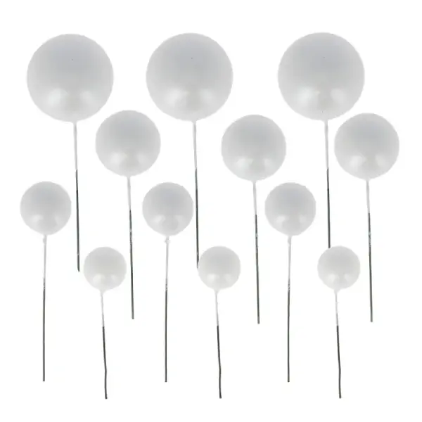 Décors à piquer de 12 boules blanches