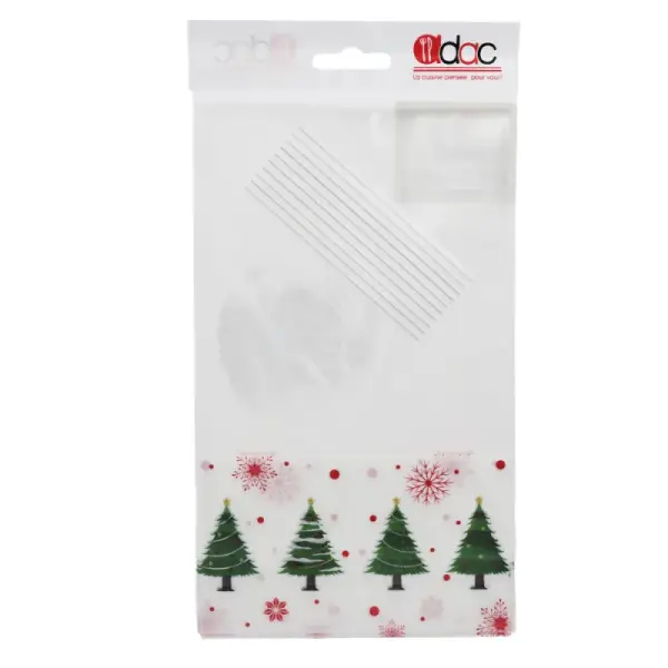 Sachets bonbons Sapins + liens - 14 x 23 cm (x 10)