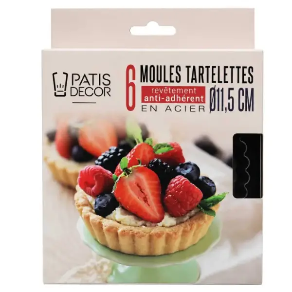 6 moules à tartelettes en acier antiadhérent sans PFAS - ø11,5cm
