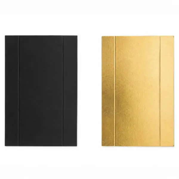 Mini supports cartonnés rectangles or et noir rainés (x10)