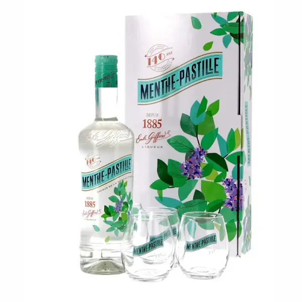 Coffret Menthe Pastille 24% - 70cl + 4 verres