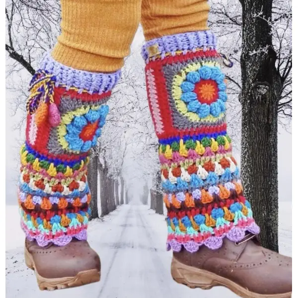 Sur commande getres - chaussettes style bohème ,multicolore au crochet fait main ,pour femme,fille,homme