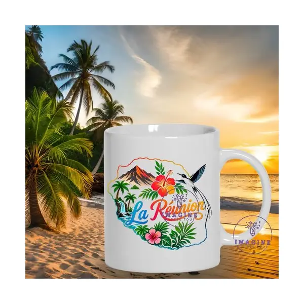Mug - tasse - sublimation - impression infusible ink - carte - île de la réunion - 974