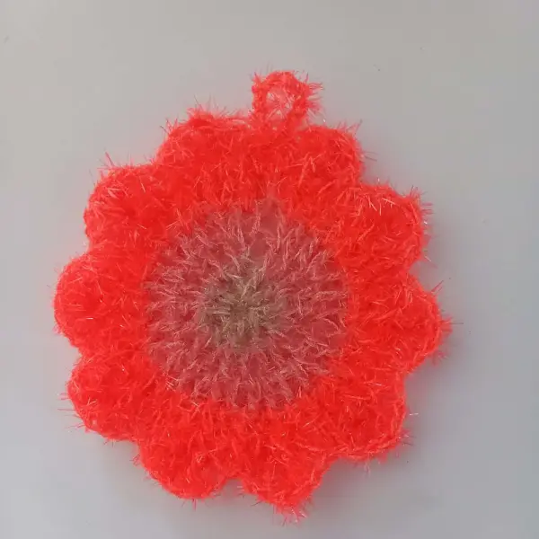 Eponge de douche ou vaisselle, gratounette, ecoresponsable, éponge orange fluo et saumon
