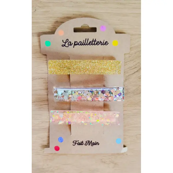 Trio de barrettes en résine - fait main