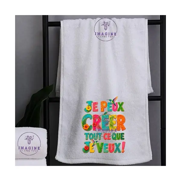 Petite serviette personnalisée pour le visage - sublimation - infusible ink - impression - texte - motivation - tropique - hibiscus