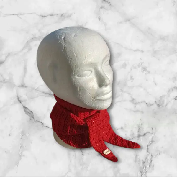 Écharpe inspiration sophie scarf en laine rouge pailletée 116x13