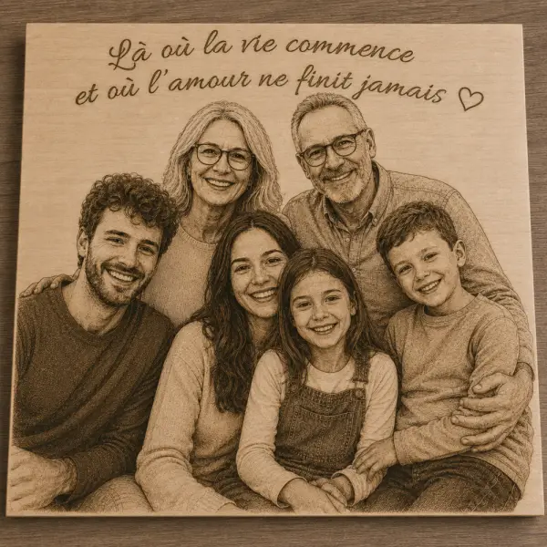 Panneau bois gravé