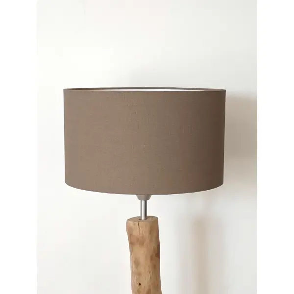 Abat-jour taupe effet textile – luminaire déco naturel, scandinave, déco intérieure contemporain et campagne chic lampe chevet