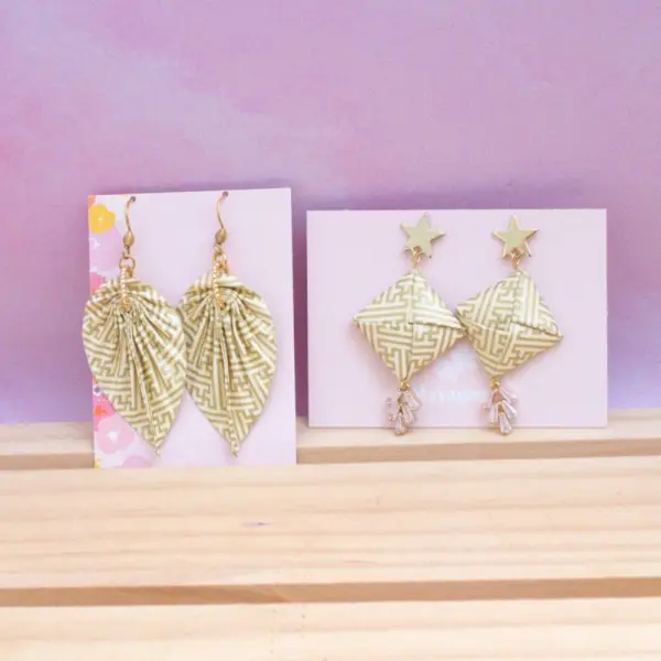 Pack découverte origami avec des boucles d'oreilles washi & acier