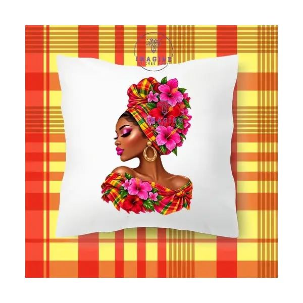 Taie personnalisée - lit - sommeil - sublimation - impression infusible ink - silhouette - femme - tropique - madras