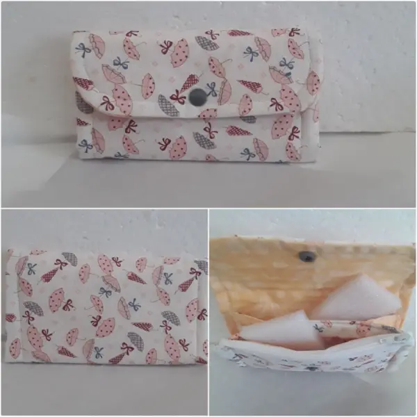 Pochette , porte cartes , porte feuilles , coton matellasé , 16 / 9 cm