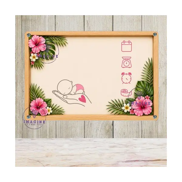 Tableau mural - sublimation - impression infusible ink - plaque aluminium - naissance bébé - souvenir - fille - effet 3d