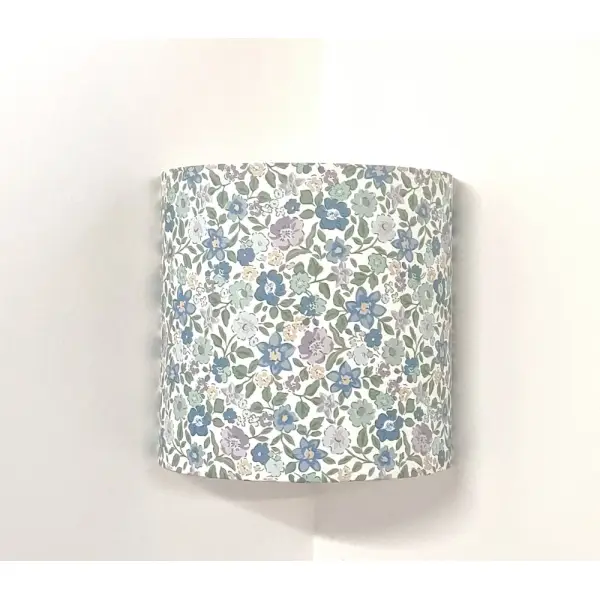 Applique d'angle liberty fleurs bleues - luminaire mural romantique et champêtre - décoration cottage chic