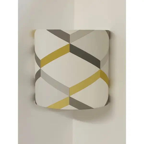 Applique murale d' angle scandinave jaune & gris – luminaire géométrique nordique, déco salon, chambre, entrée, style hygge