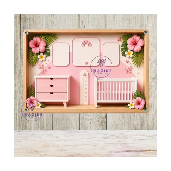 Tableau mural - sublimation - impression infusible ink - plaque aluminium - naissance bébé - souvenir - fille - effet 3d