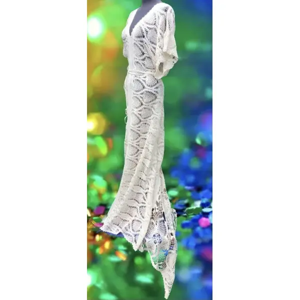 Chic robe de mariage ,dentelles,longue ,coton au crochet fait main,pour femme