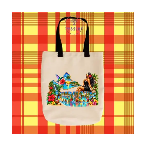 Tote bag taille m - sublimation - impression infusible ink - carte guadeloupe - 971 - tropique