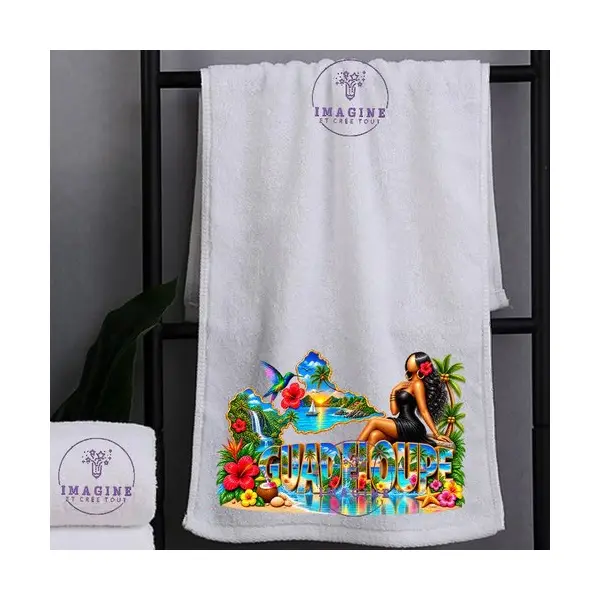 Petite serviette personnalisée pour le visage - sublimation - infusible ink - impression - carte guadeloupe - 971 - tropique