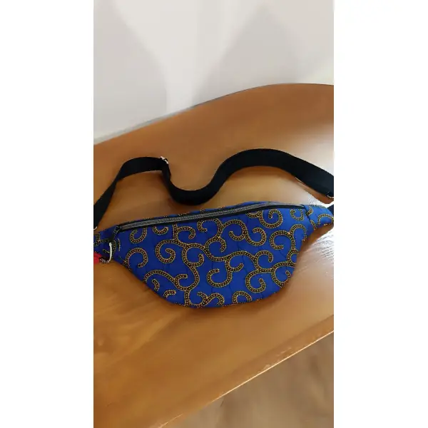 Sac banane en wax macaroni bleu , sac banane femme , accessoire tendance , style moderne ,cadeau