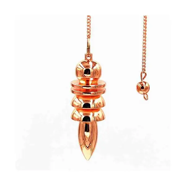 1 pendule égyptien isis osiris avec pointe - cuivre doré rose - pendentif égyptien - pendule divinatoire - avec chaîne (pm-egio08)